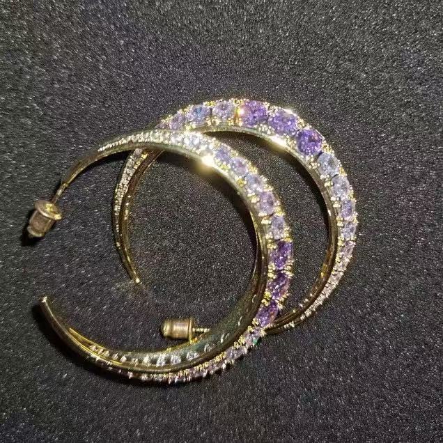 selling C-shaped geometric zircon earrings