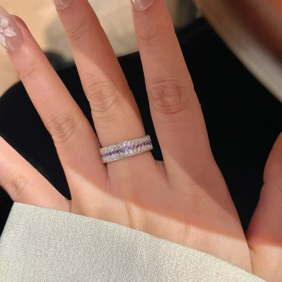 heavy industry diamond inlaid red corundum women's ring