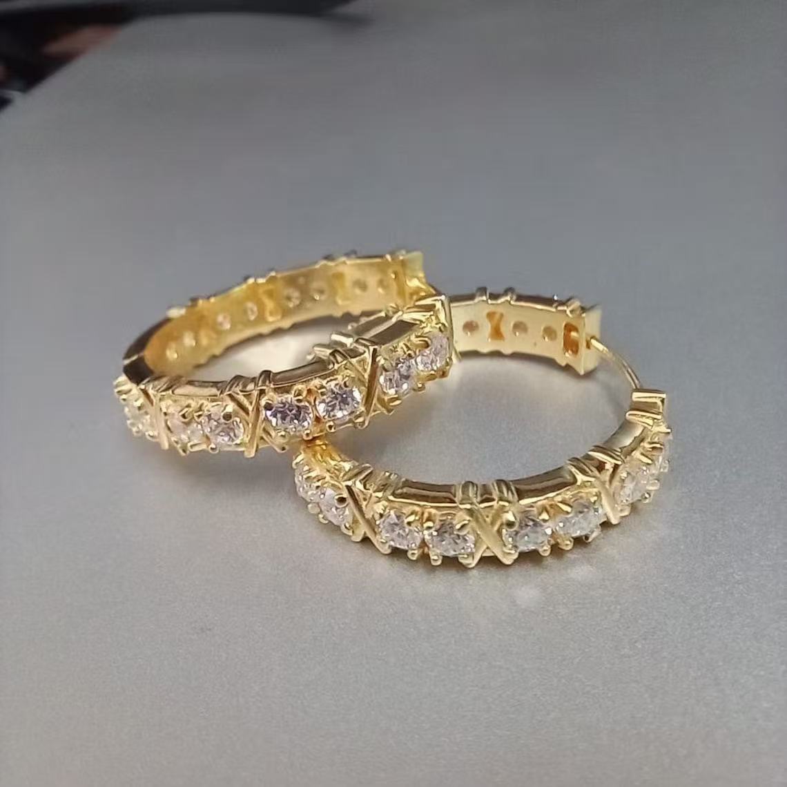 light luxury, cross set diamond earrings