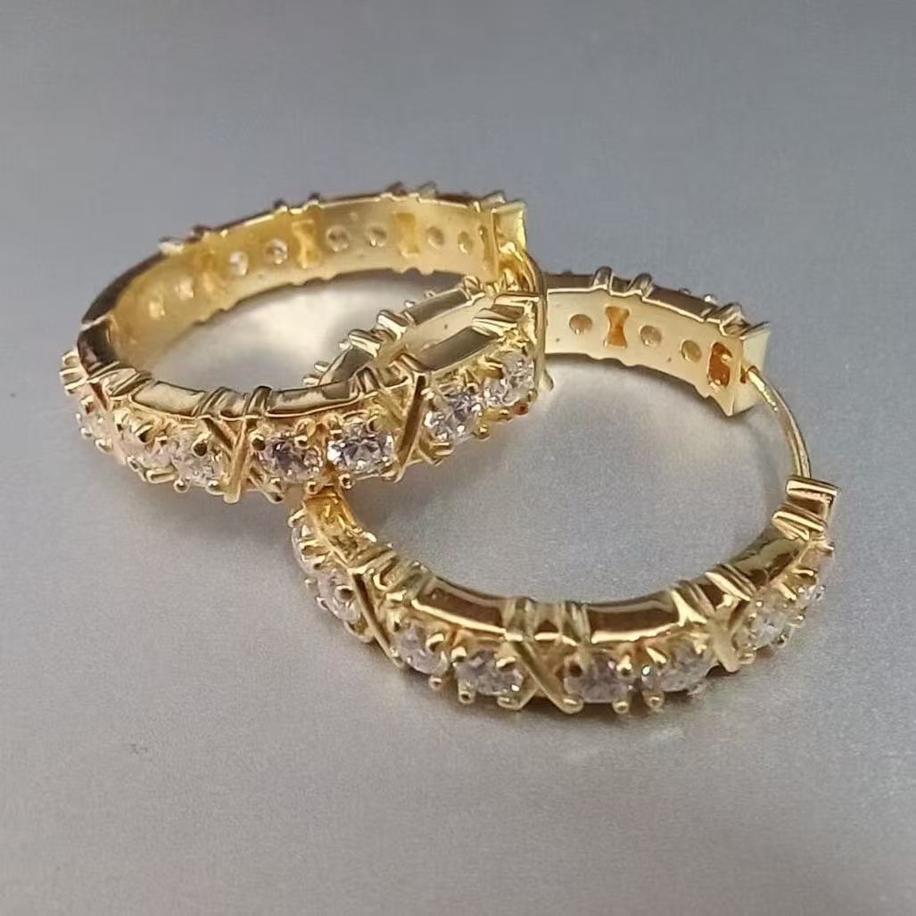 light luxury, cross set diamond earrings