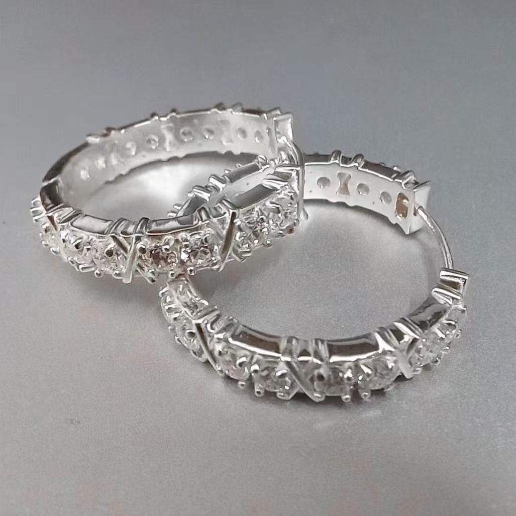 light luxury, cross set diamond earrings