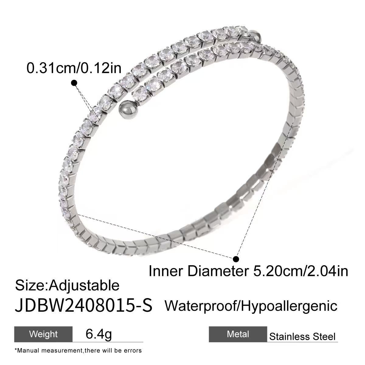 stainless steel white zircon full zirconia bracelet