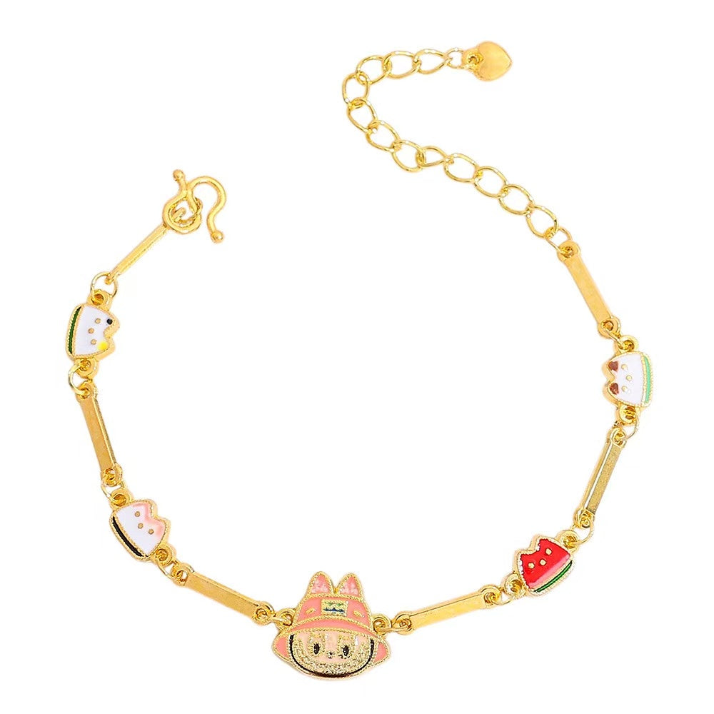 Exquisite gold Labubu cloth bracelet