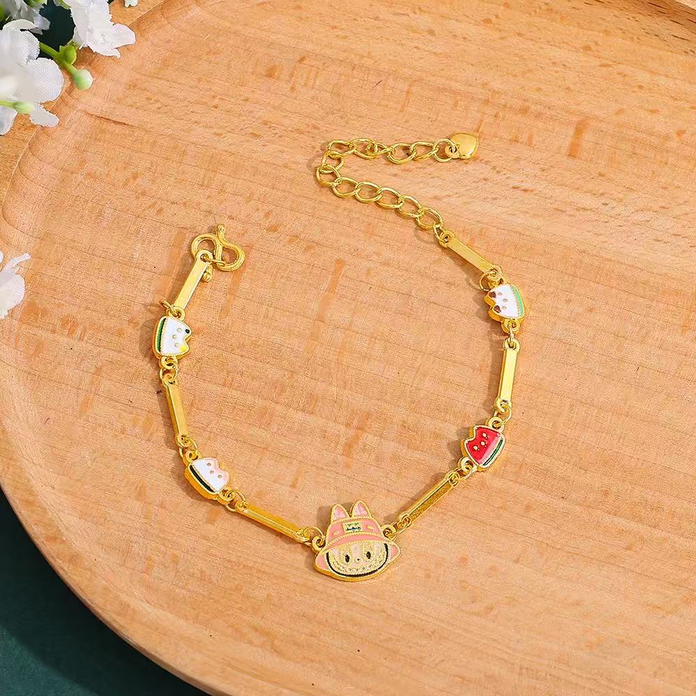 Exquisite gold Labubu cloth bracelet