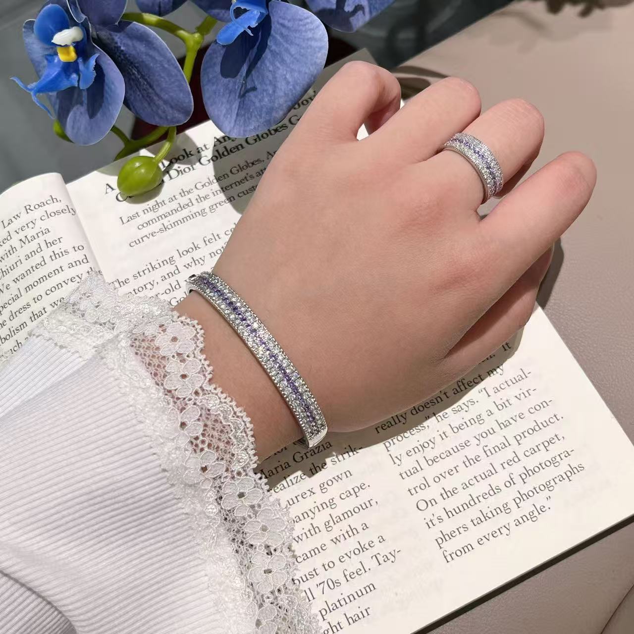 Light Luxury Three row Full Diamond Set