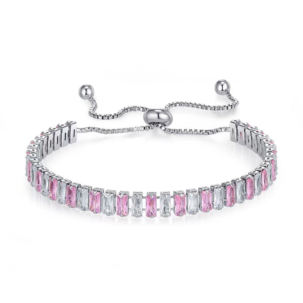 colored zircon bracelet in Europe and America can be pulled and plated with platinum