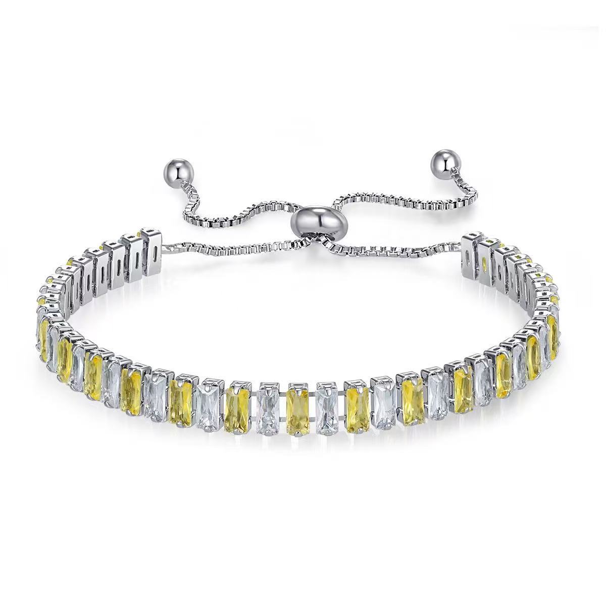 colored zircon bracelet in Europe and America can be pulled and plated with platinum
