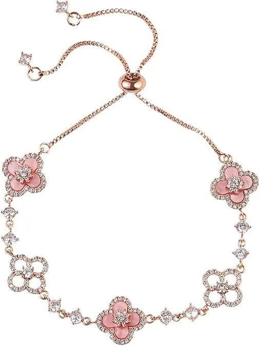 high-quality zircon inlaid lucky clover bracelet