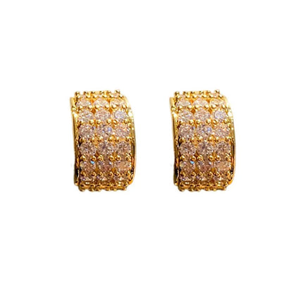 Silver Needle Zircon Ring Earrings