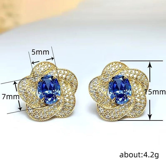 socialite round face flower earrings