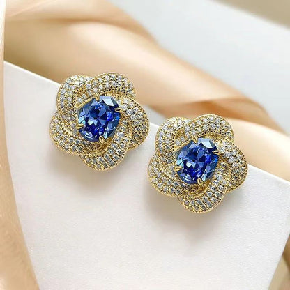 socialite round face flower earrings