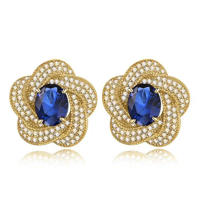 socialite round face flower earrings