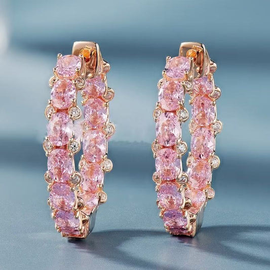Royal French light luxury design with diamond studded earrings and earrings