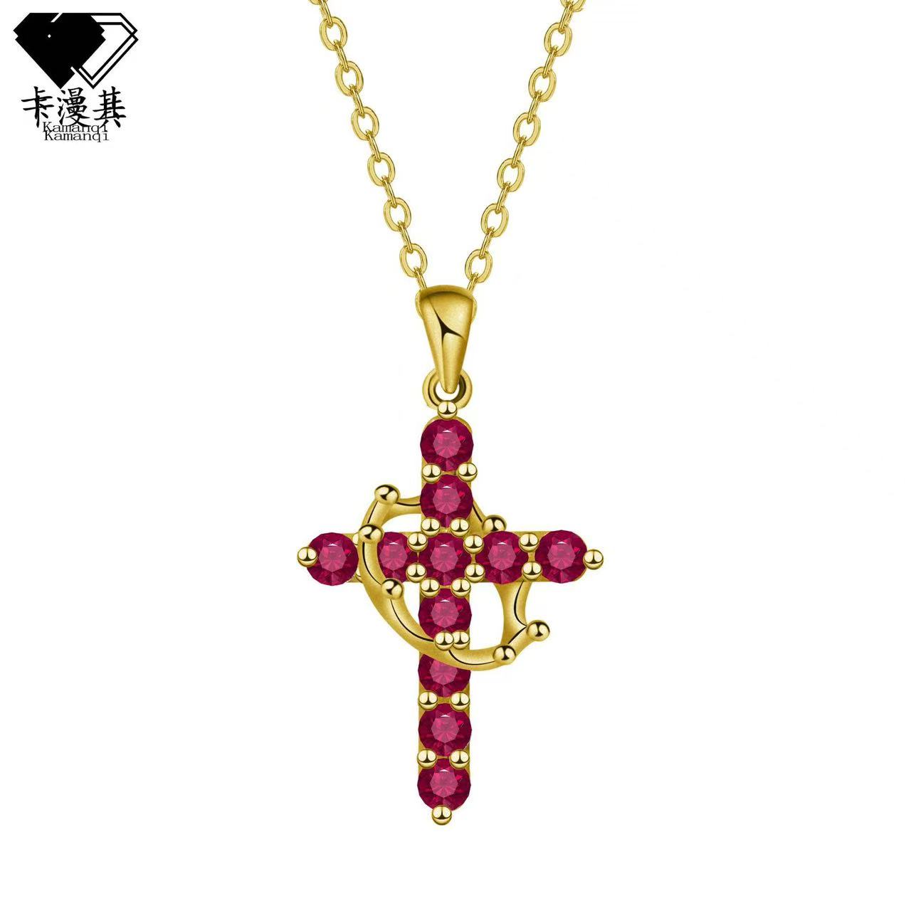 Cross border popular crown cross necklace
