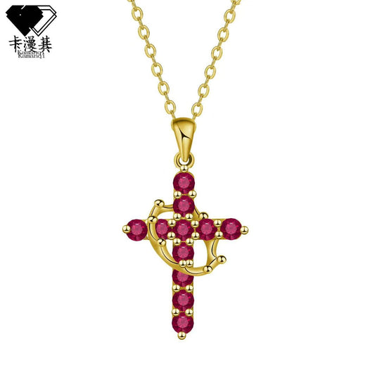 Cross border popular crown cross necklace
