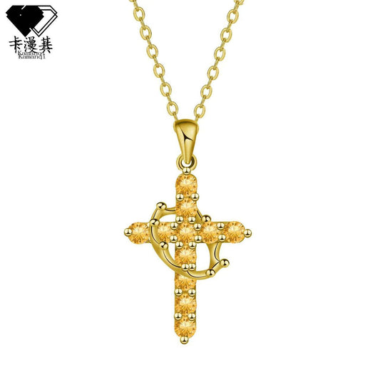 Cross border popular crown cross necklace