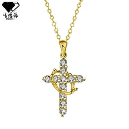 Cross border popular crown cross necklace