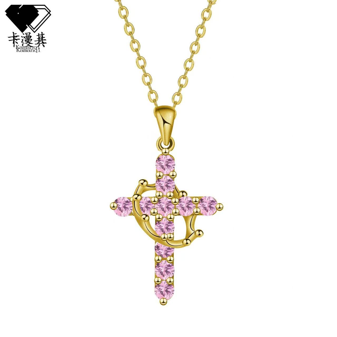 Cross border popular crown cross necklace