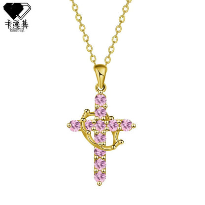 Cross border popular crown cross necklace