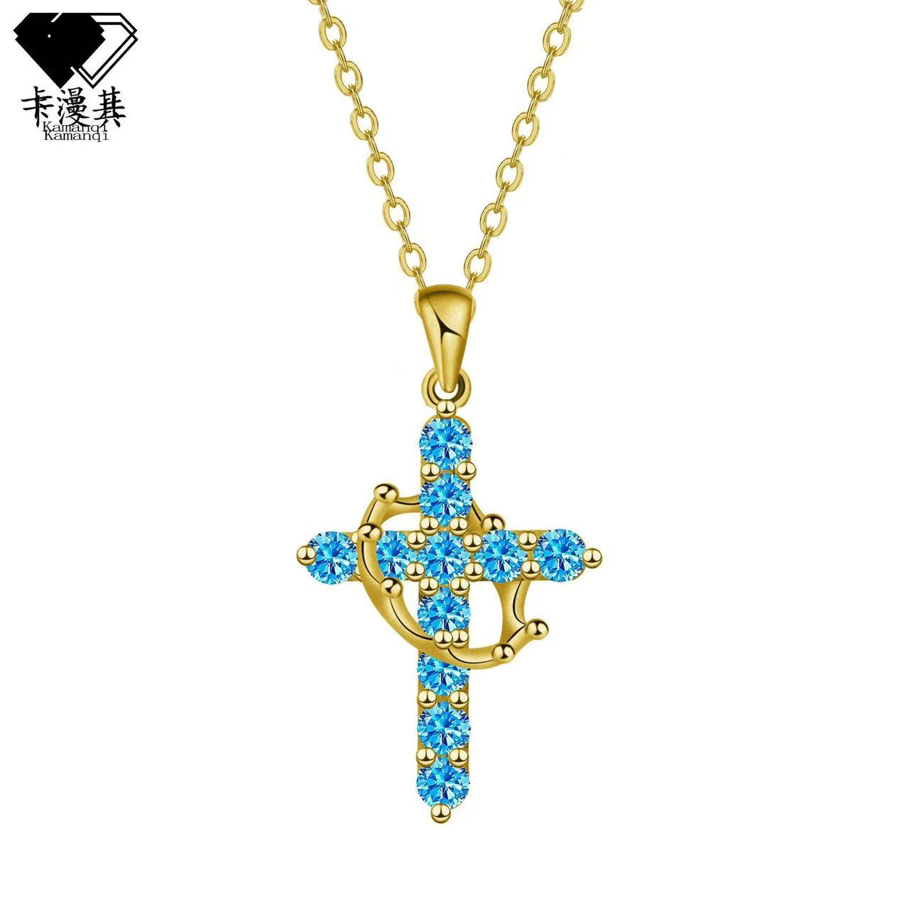 Cross border popular crown cross necklace