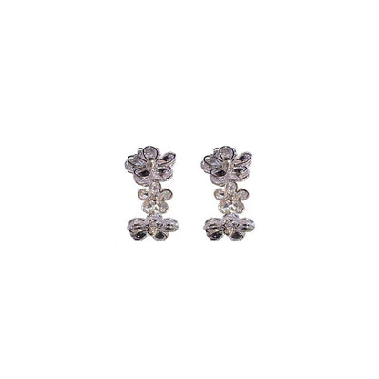 Silver Needle Light Luxury Zircon Flower C-shaped Earrings