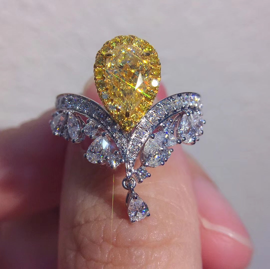 carbon diamond coronation crown ring