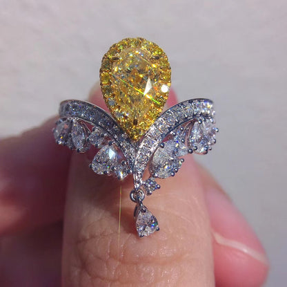 carbon diamond coronation crown ring