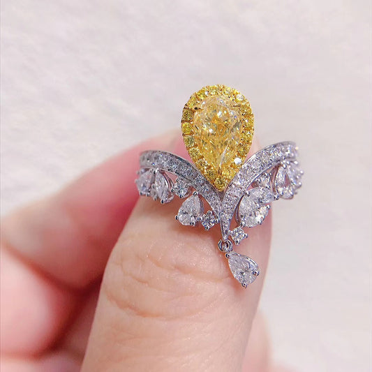 carbon diamond coronation crown ring