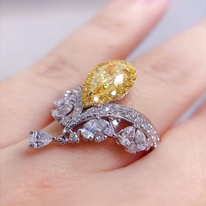 carbon diamond coronation crown ring