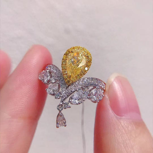 carbon diamond coronation crown ring