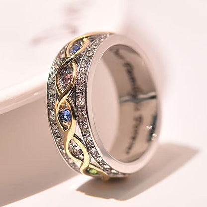 18k Gold Plated Full Diamond Double Color Ring