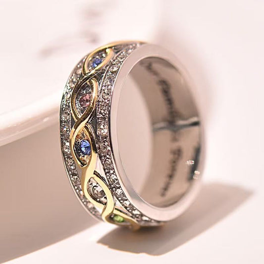 18k Gold Plated Full Diamond Double Color Ring