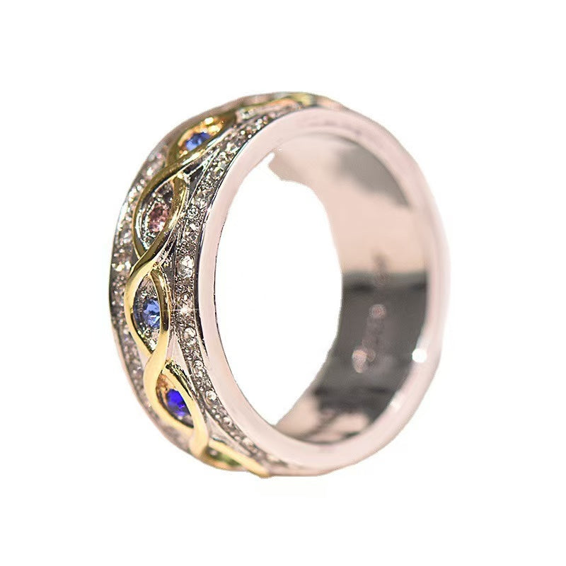 18k Gold Plated Full Diamond Double Color Ring