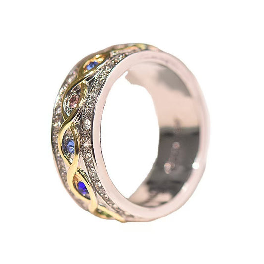 18k Gold Plated Full Diamond Double Color Ring