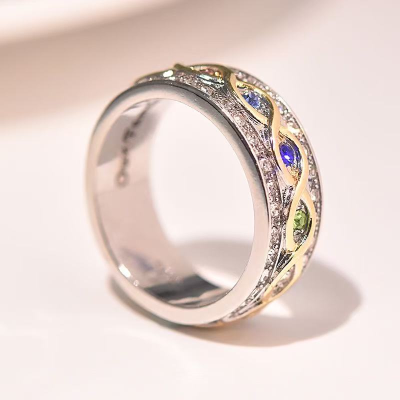 18k Gold Plated Full Diamond Double Color Ring
