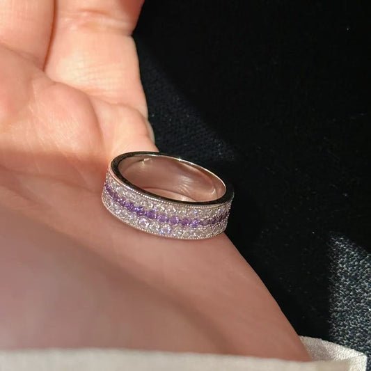 heavy industry diamond inlaid red corundum women's ring