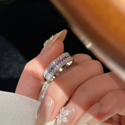 heavy industry diamond inlaid red corundum women's ring