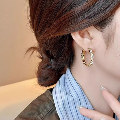 light luxury, cross set diamond earrings