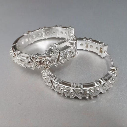 light luxury, cross set diamond earrings