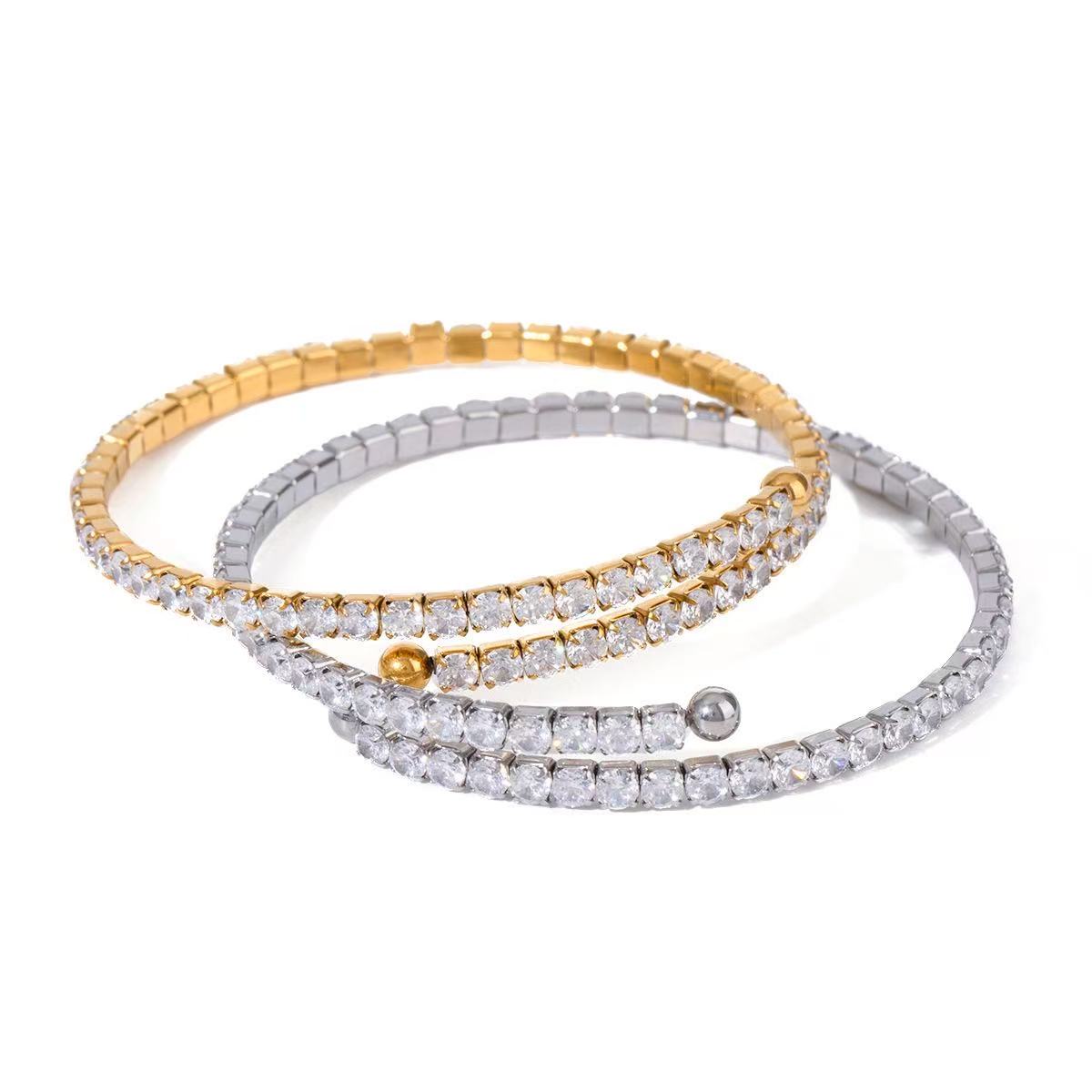 stainless steel white zircon full zirconia bracelet