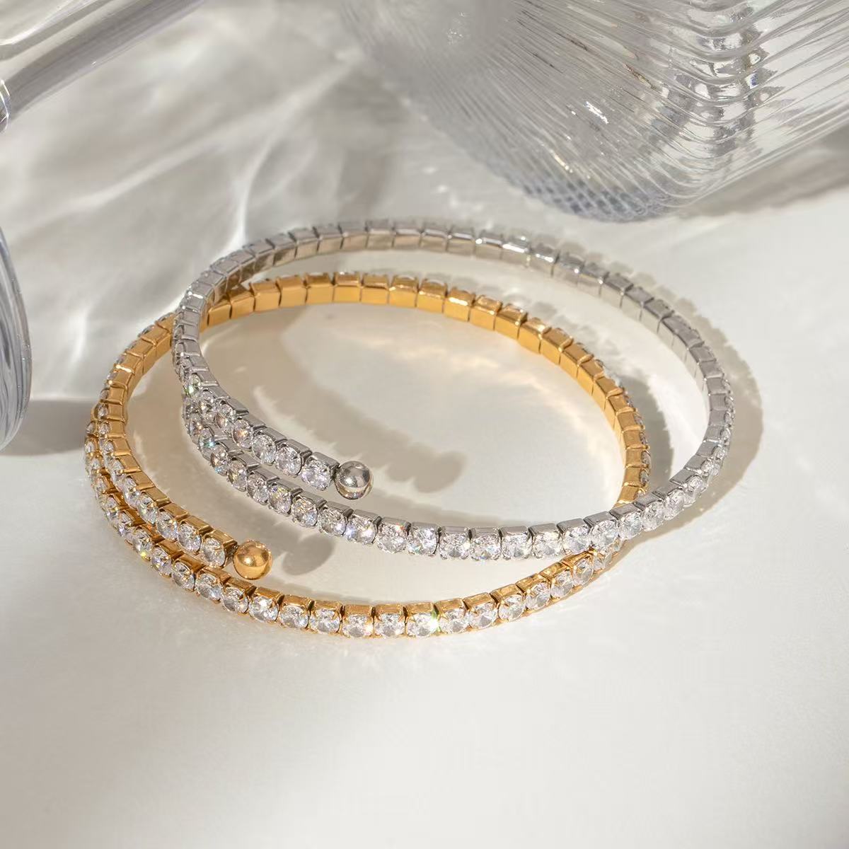 stainless steel white zircon full zirconia bracelet