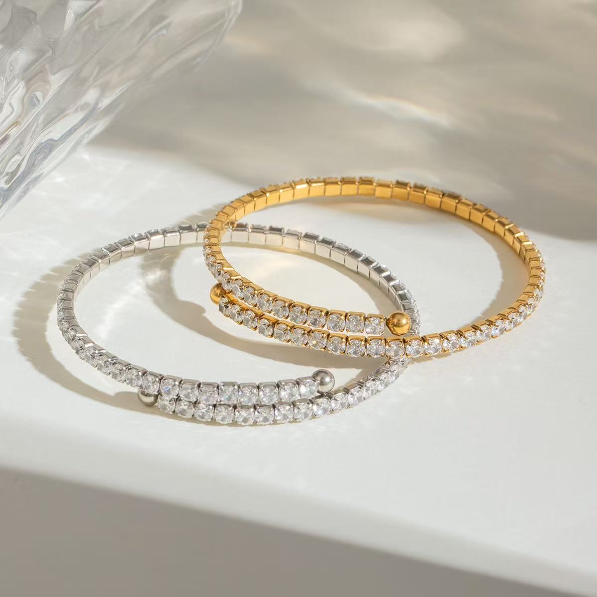 stainless steel white zircon full zirconia bracelet