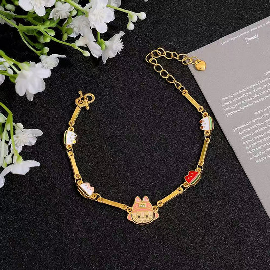 Exquisite gold Labubu cloth bracelet