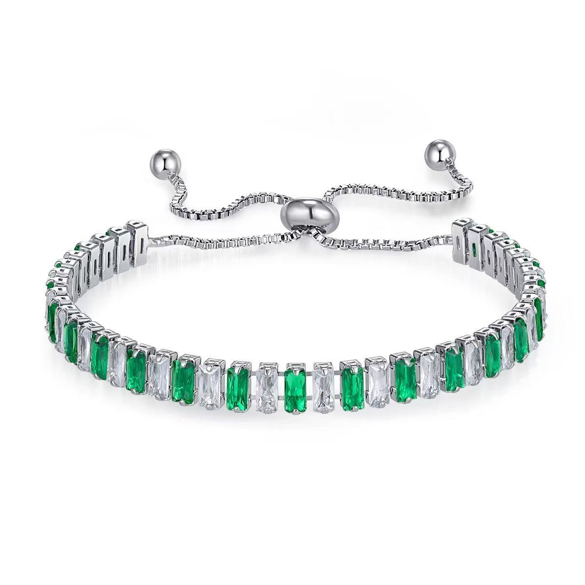 colored zircon bracelet in Europe and America can be pulled and plated with platinum