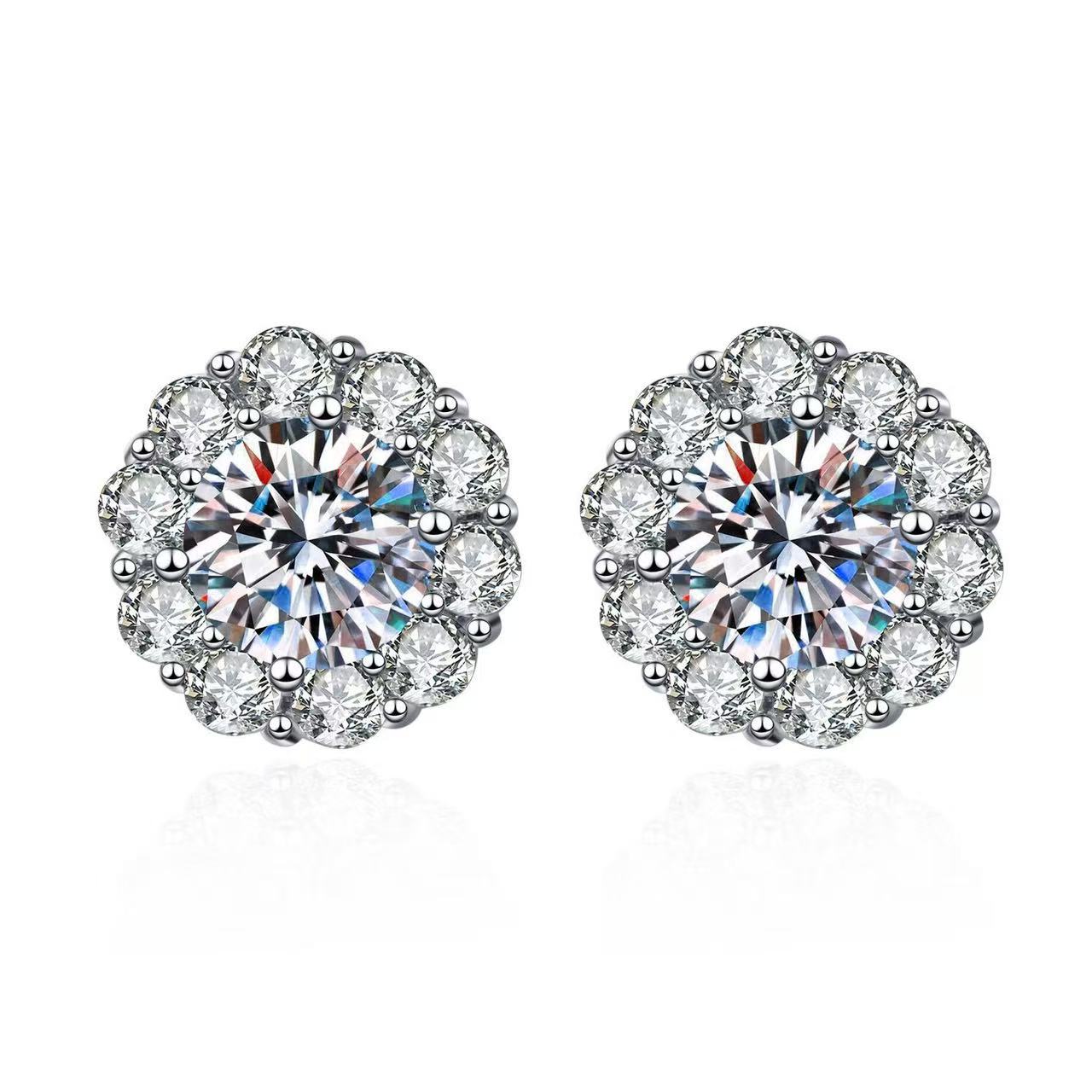 Zircon inlaid sunflower earrings for women