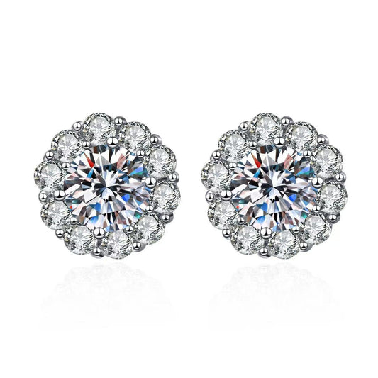 Zircon inlaid sunflower earrings for women