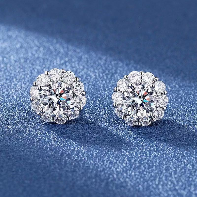 Zircon inlaid sunflower earrings for women