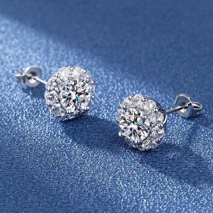 Zircon inlaid sunflower earrings for women
