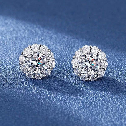 Zircon inlaid sunflower earrings for women