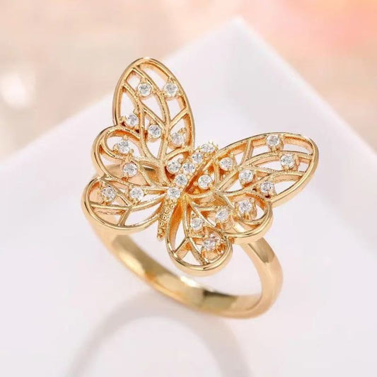 butterfly design micro inlaid zircon ring
